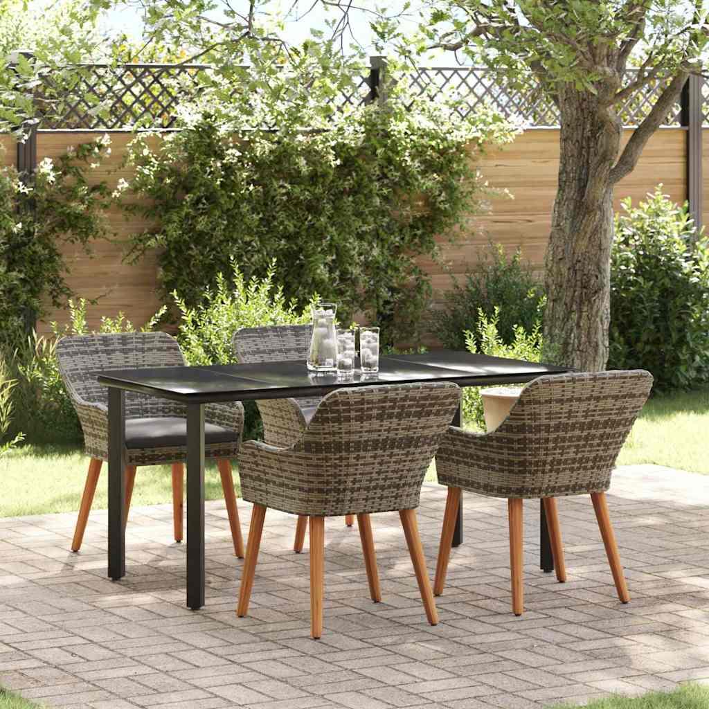 Have Spisebordssæt med pude 5 stk Grå polyrattan
