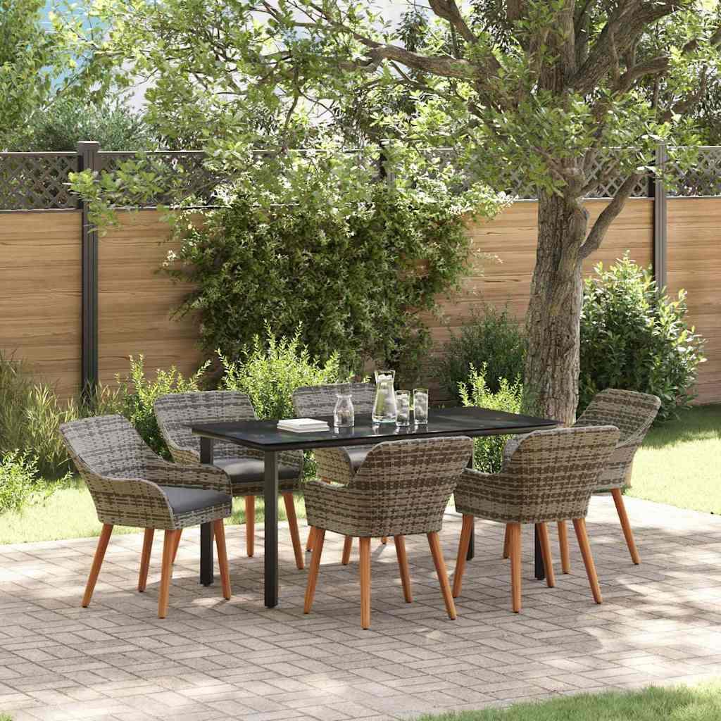 Have Spisebordssæt med pude 7 stk Grå polyrattan