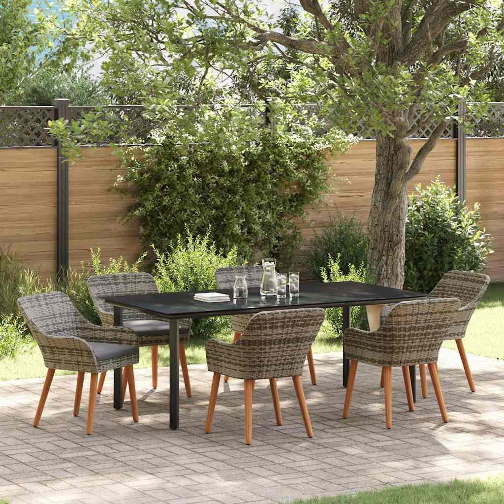 Have Spisebordssæt med pude 7 stk Grå polyrattan