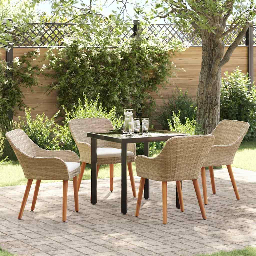 Have Spisebordssæt med pude 5 stk Beige polyrattan