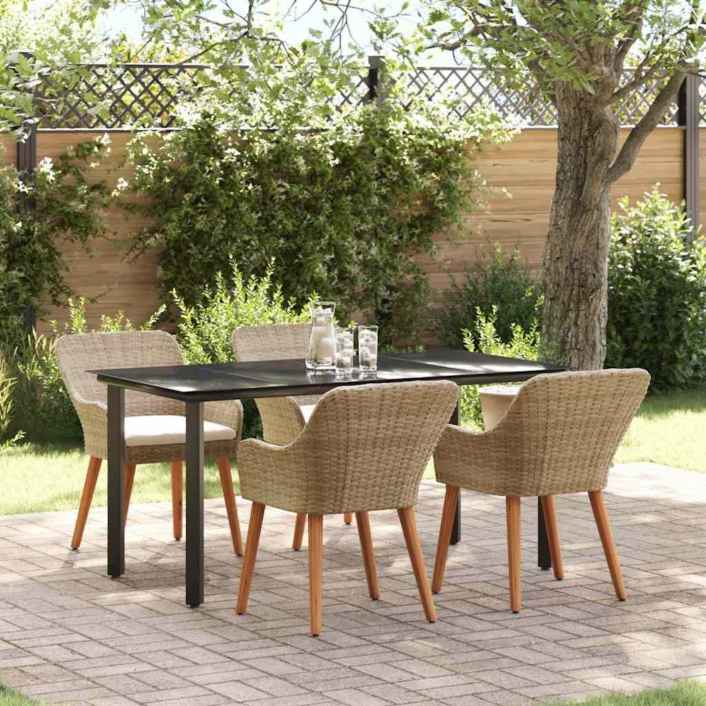 Have Spisebordssæt med pude 5 stk Beige polyrattan