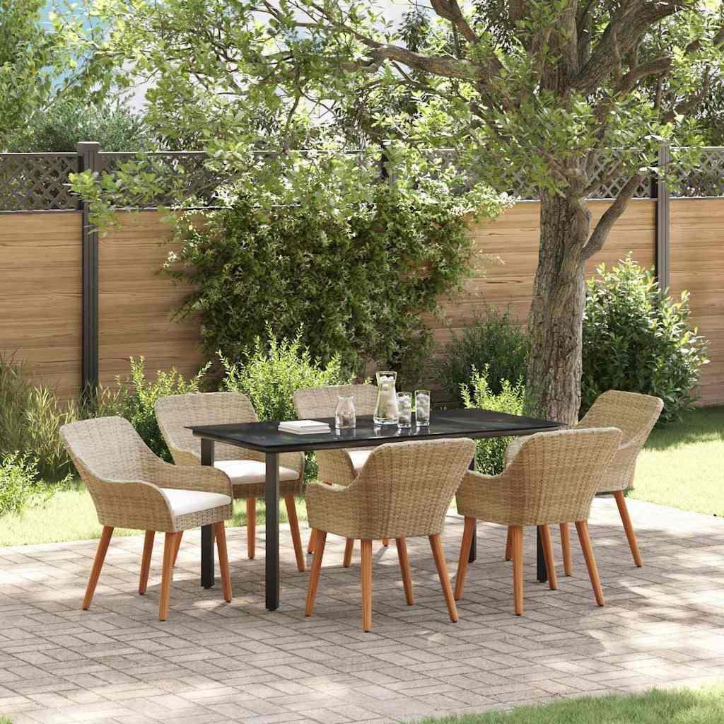 Have Spisebordssæt med pude 7 stk Beige polyrattan