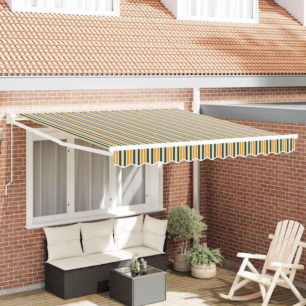 Markise Stribet Grøn og gul 3 x 2,5 m Polyester og metal