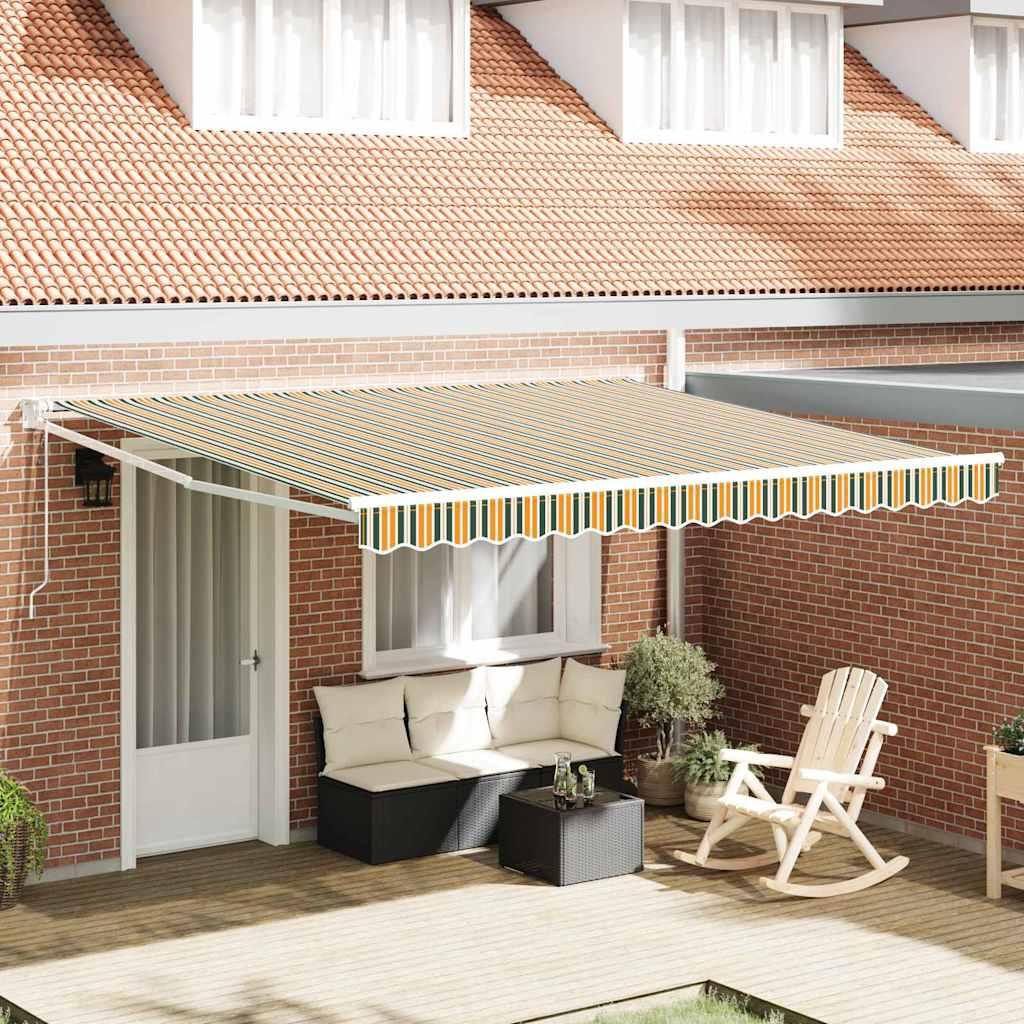 Utrækkelig Markise Grøn og gul 400 × 300 cm Polyester