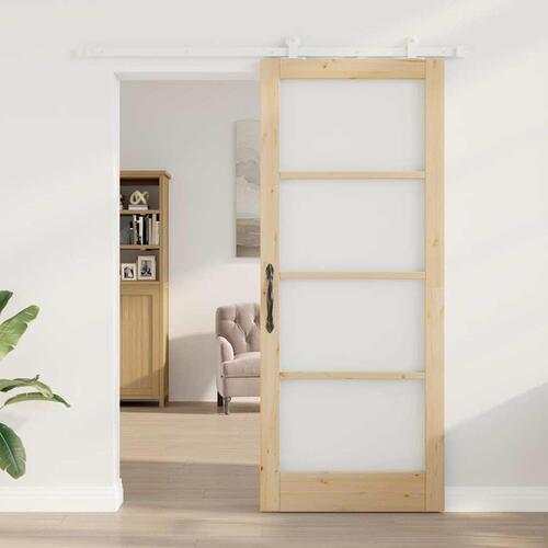 Glidedør med Hardware Sæt 'ORKDAL'Massiv Træ & Glas&& Indvendig Dør med Glas 'ORKDAL'86x211x4 cm Massiv Fyrretræ