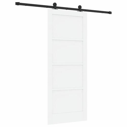 Skyderdør med hardware sæt hvid 83x202 cm solidt træ fyr&& indvendig dør 'ORKDAL'hvid 83x202x4 cm solidt træ fyr