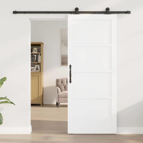 Skyderdør med hardware sæt hvid 83x202 cm solidt træ fyr&& indvendig dør 'ORKDAL'hvid 83x202x4 cm solidt træ fyr