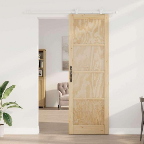 Skydedør med hardware sæt 78x232 cm massivt fyrretræ&& indvendig dør 'ORKDAL'78x232x4 cm massivt fyrretræ