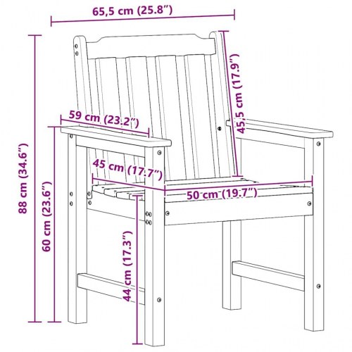 Havemøbler til spisning 6 stk Hvid 65.5x55.5x88 cm HDPE&& havemøbler til spisning 2 stk Hvid HDPE