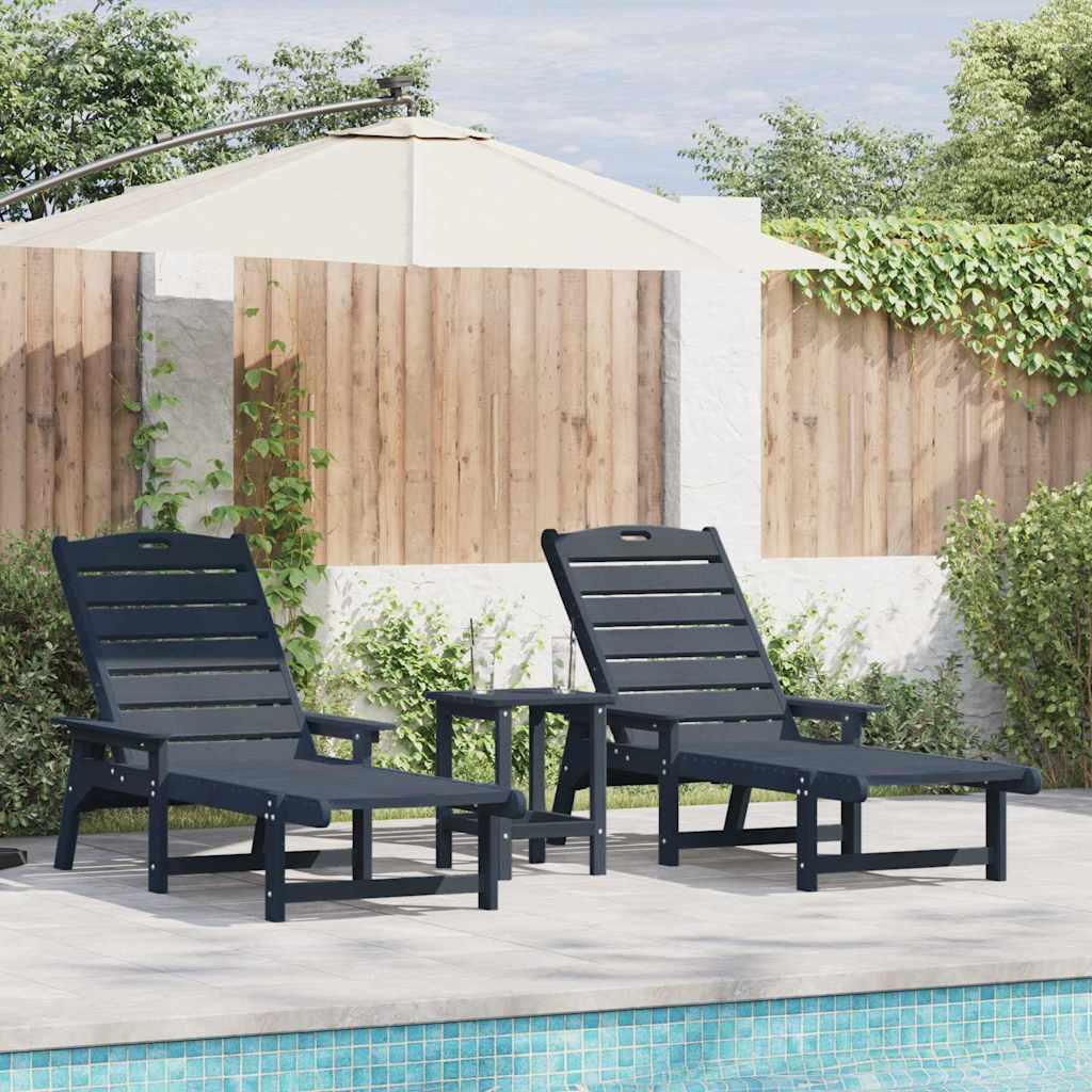 Havemøbler til lounge 2 stk Marineblå 53 x 195.5 x 30cm