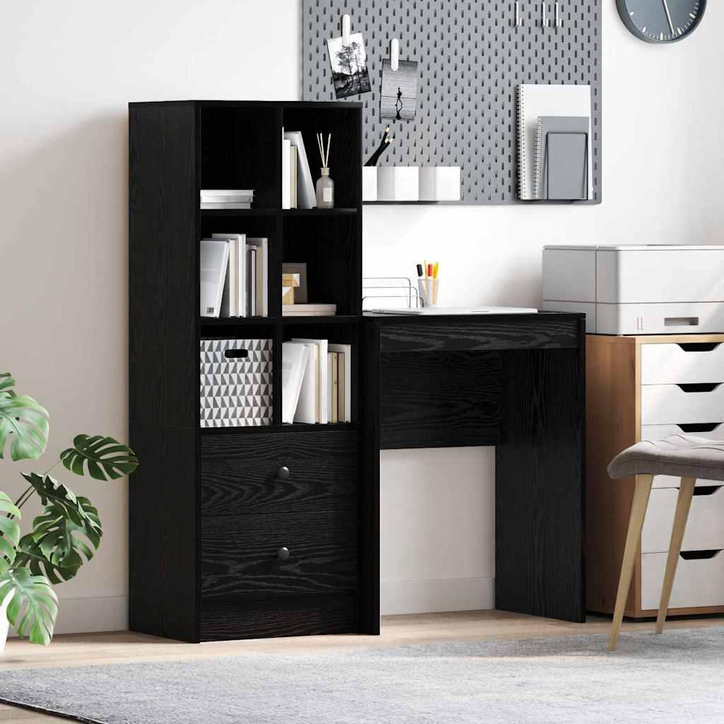 Skrivebord med opbevaring 2 stk Sort eg 45,5 x 34 x 127 cm