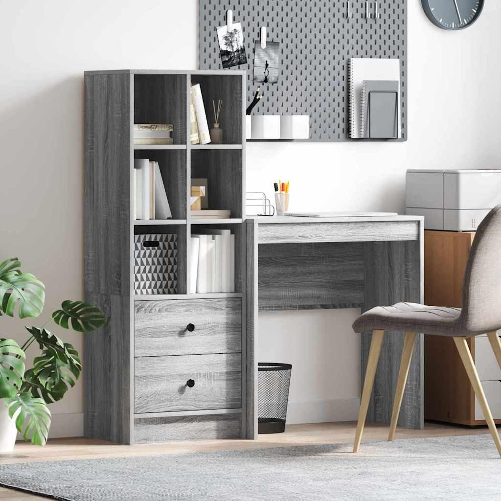 Skrivebord med opbevaring 2 stk Grå sonoma-eg 70 x 40 x 76 cm
