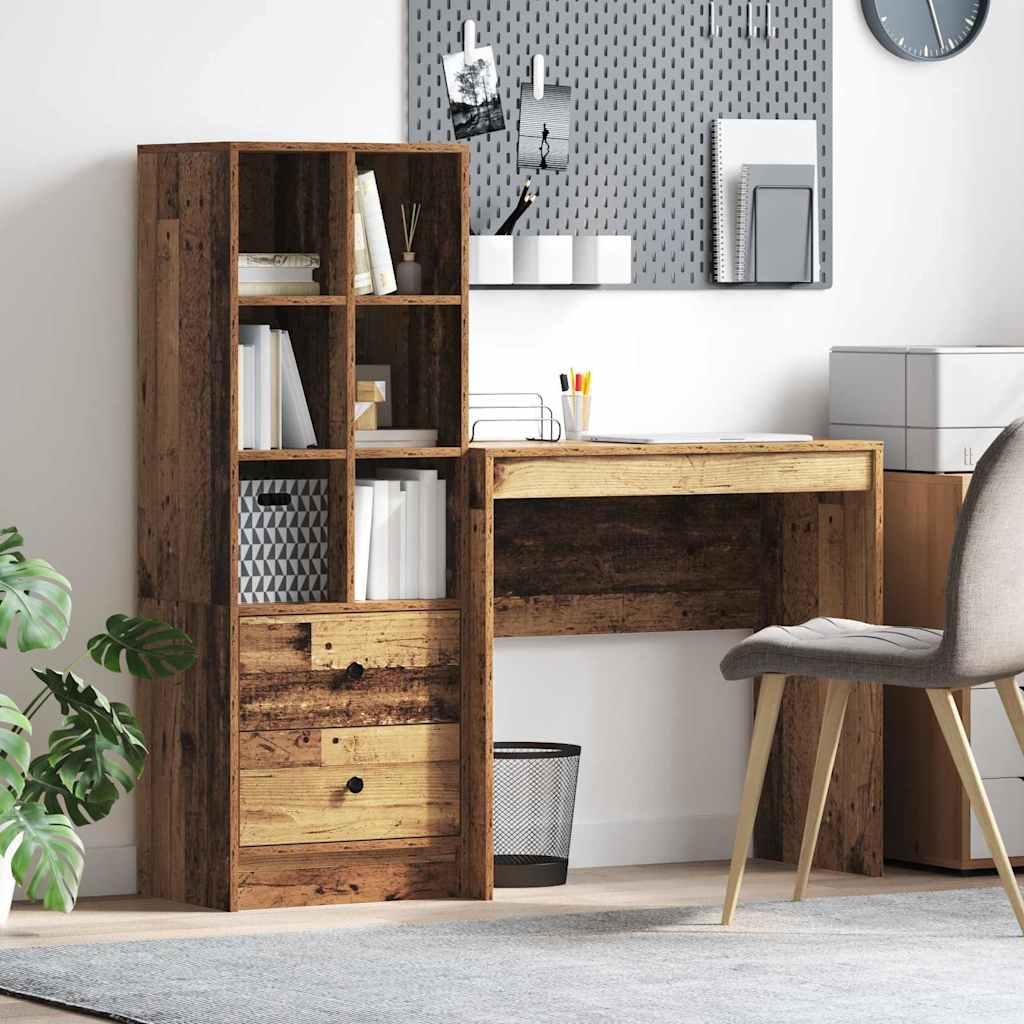 Skrivebord med opbevaring 2 stk Gammelt træ 80 x 40 x 76 cm