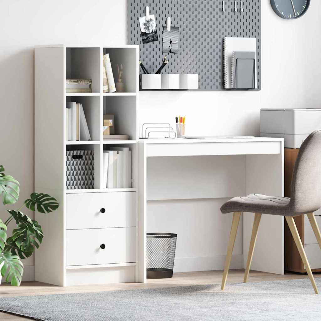 Skrivebord med opbevaring med skuffe 2 stk Hvid 90 x 40 x 76 cm