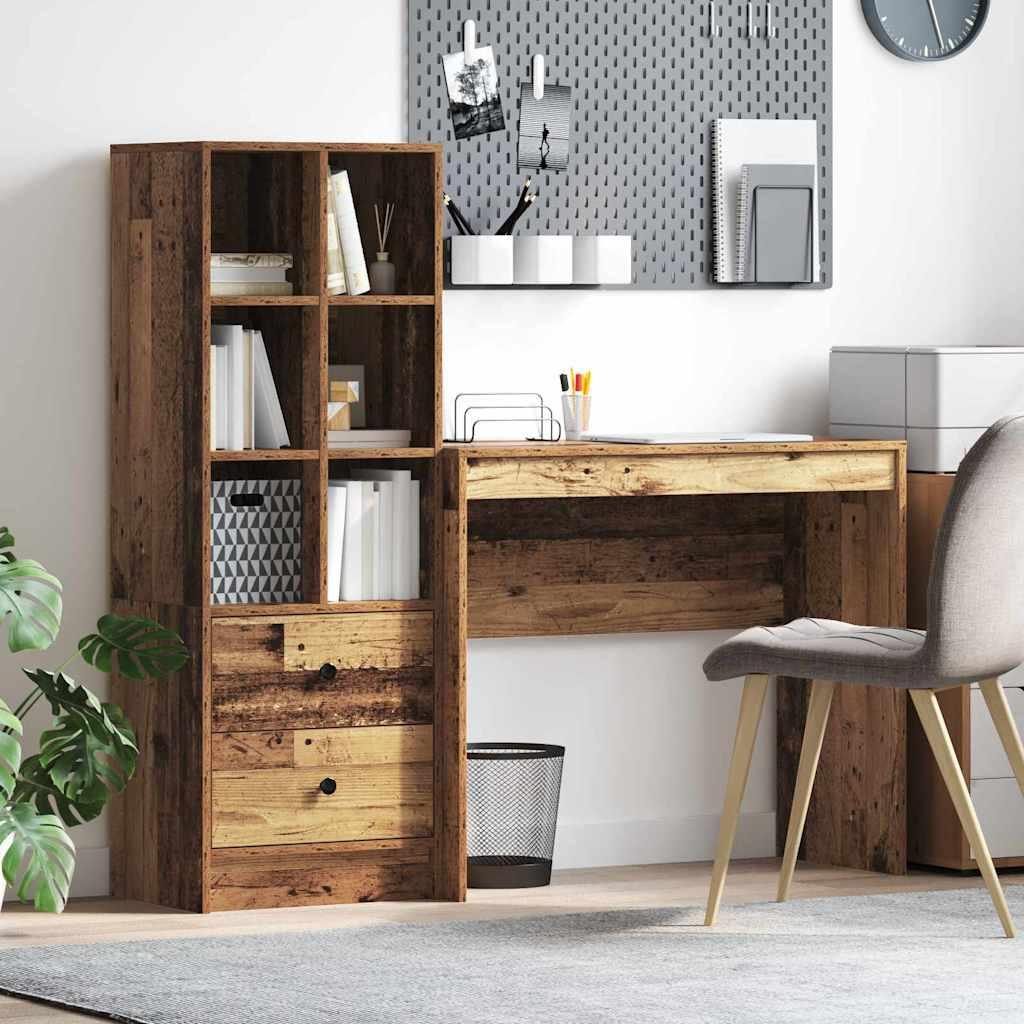Skrivebord med opbevaring 2 stk Gammelt træ 90 x 40 x 76 cm