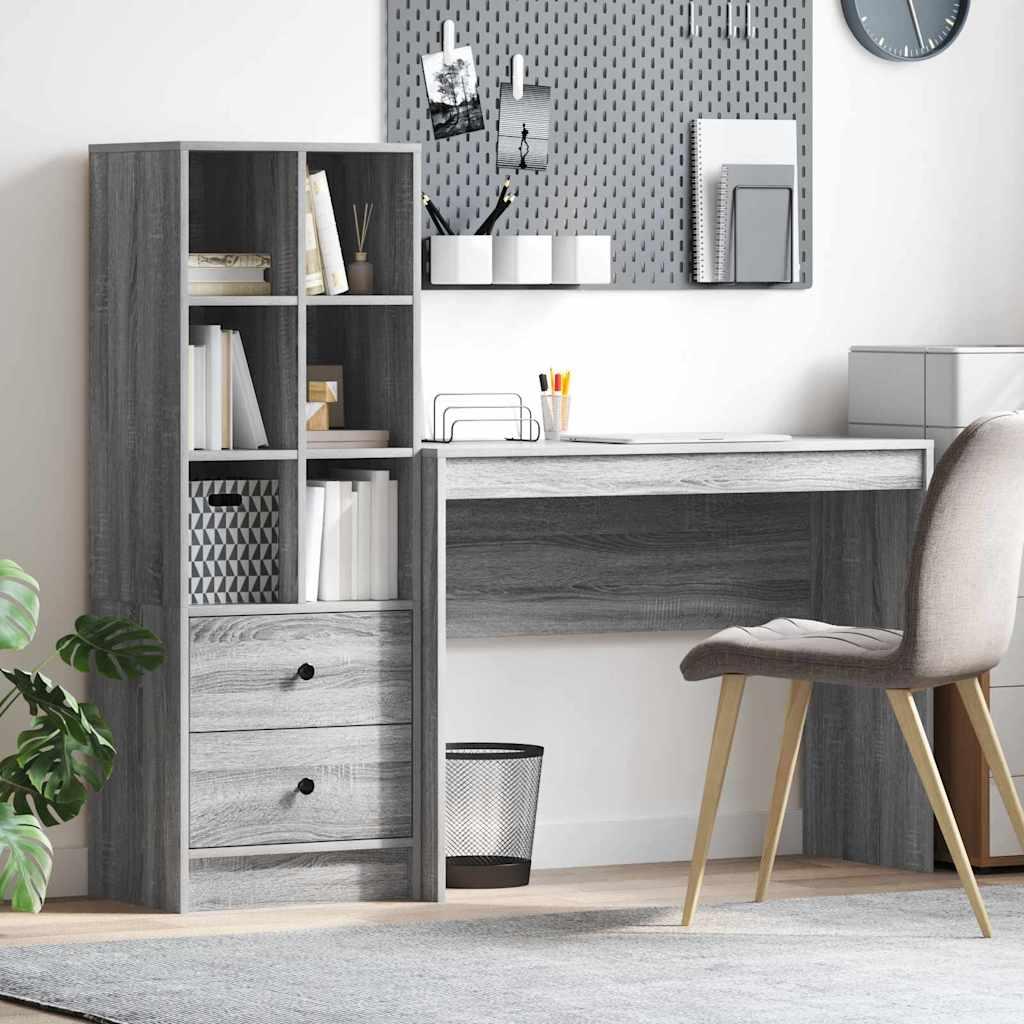 Skrivebord med opbevaring 2 stk Grå sonoma-eg 100 x 40 x 76 cm