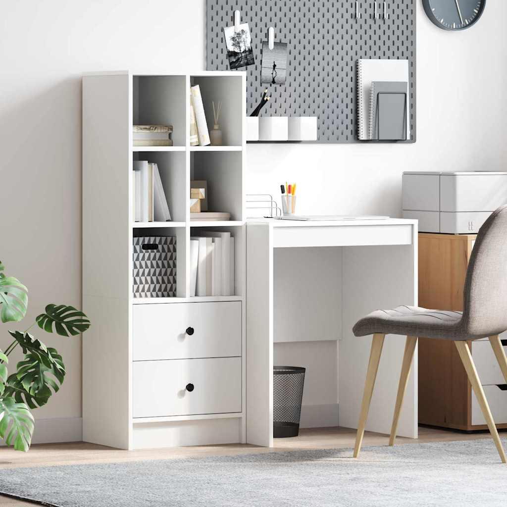 Skrivebord med opbevaring med hylde 2 stk Hvid 100 x 40 x 76 cm