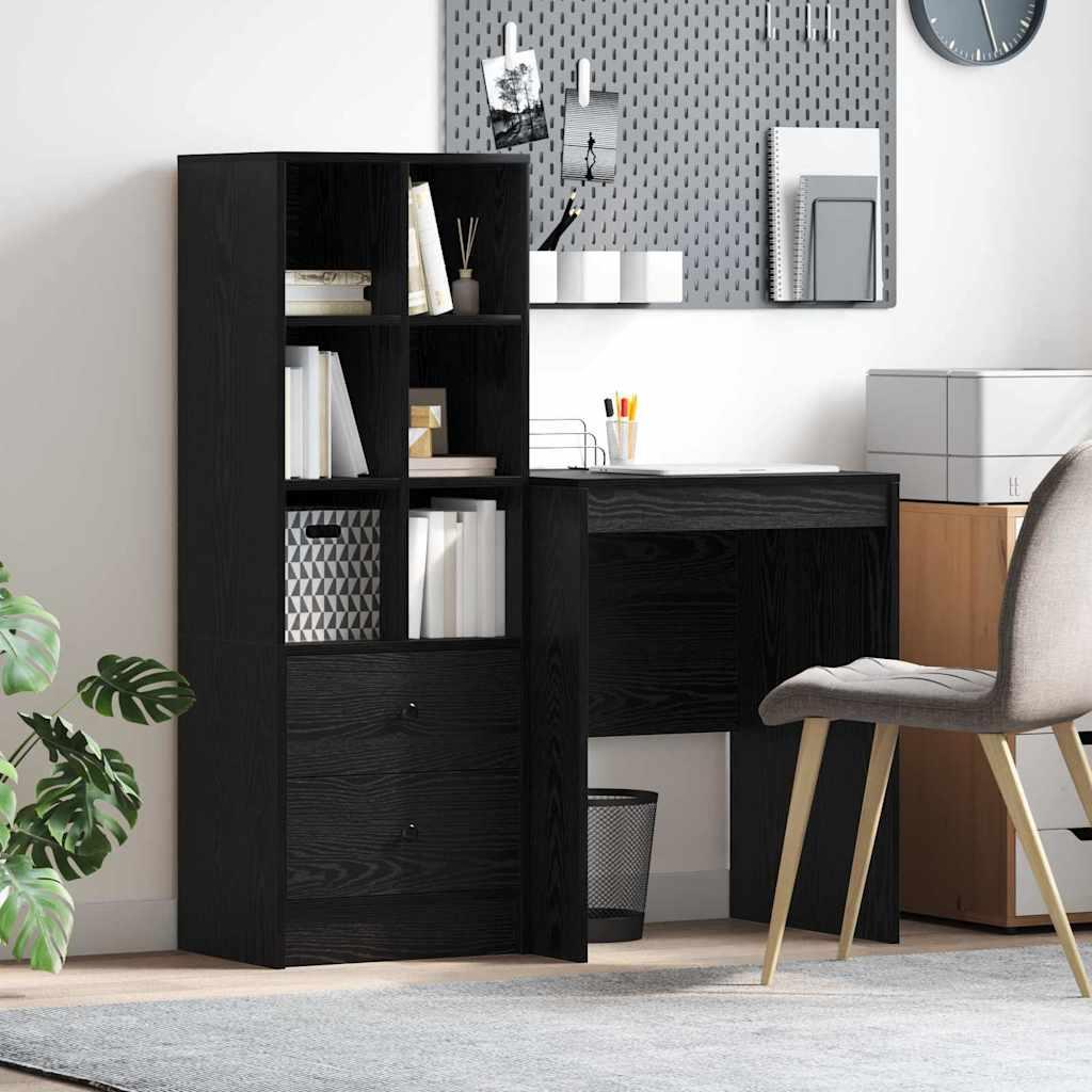 Skrivebord med opbevaring 2 stk Sort eg 60 x 50 x 76 cm