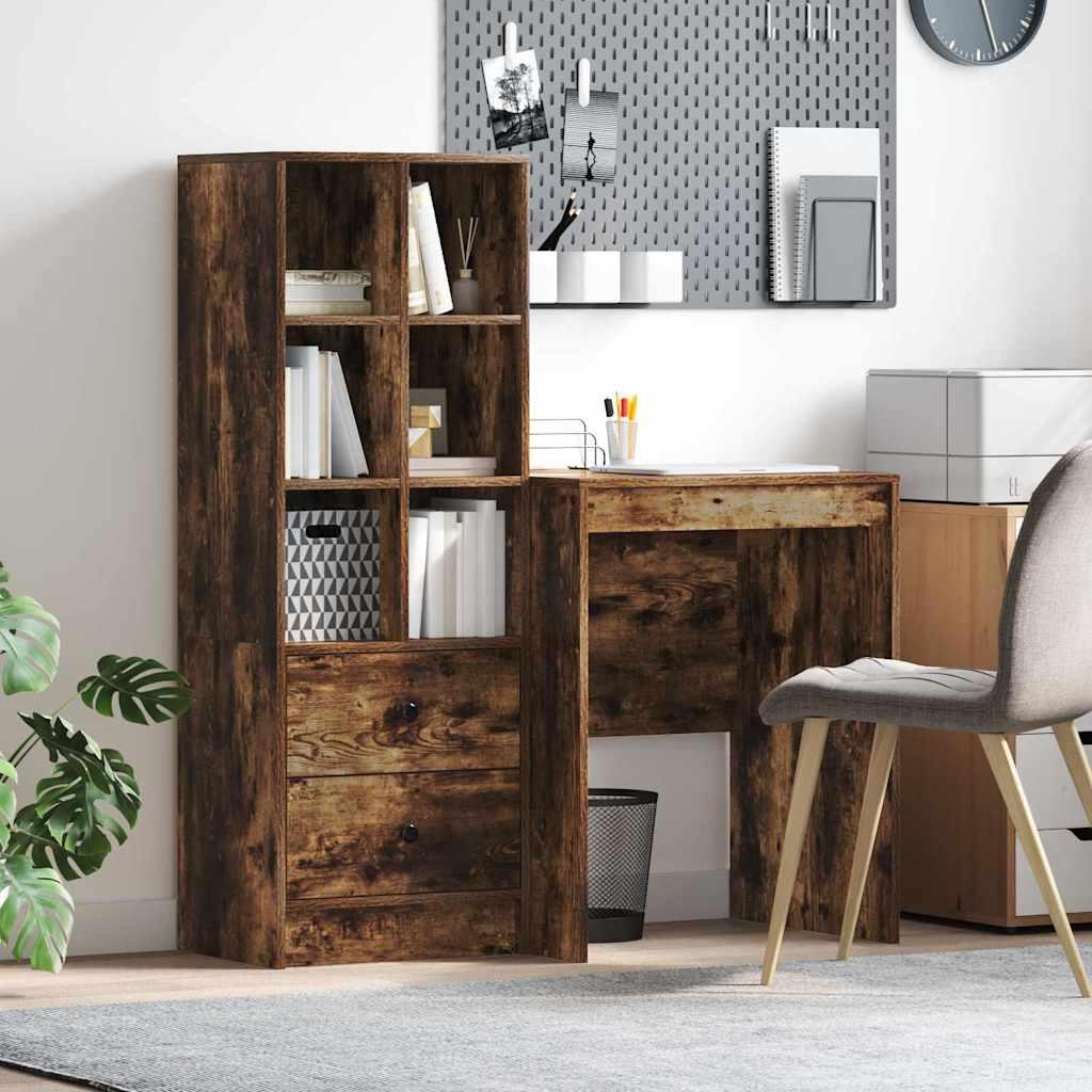 Skrivebord med opbevaring 2 stk Røget eg 60 x 50 x 76 cm