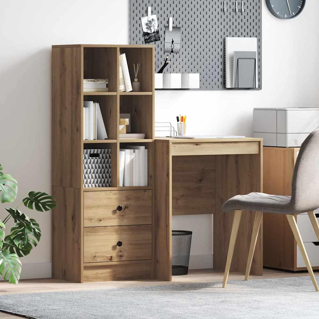 Skrivebord med opbevaring 2 stk artisan eg 60 x 50 x 76 cm