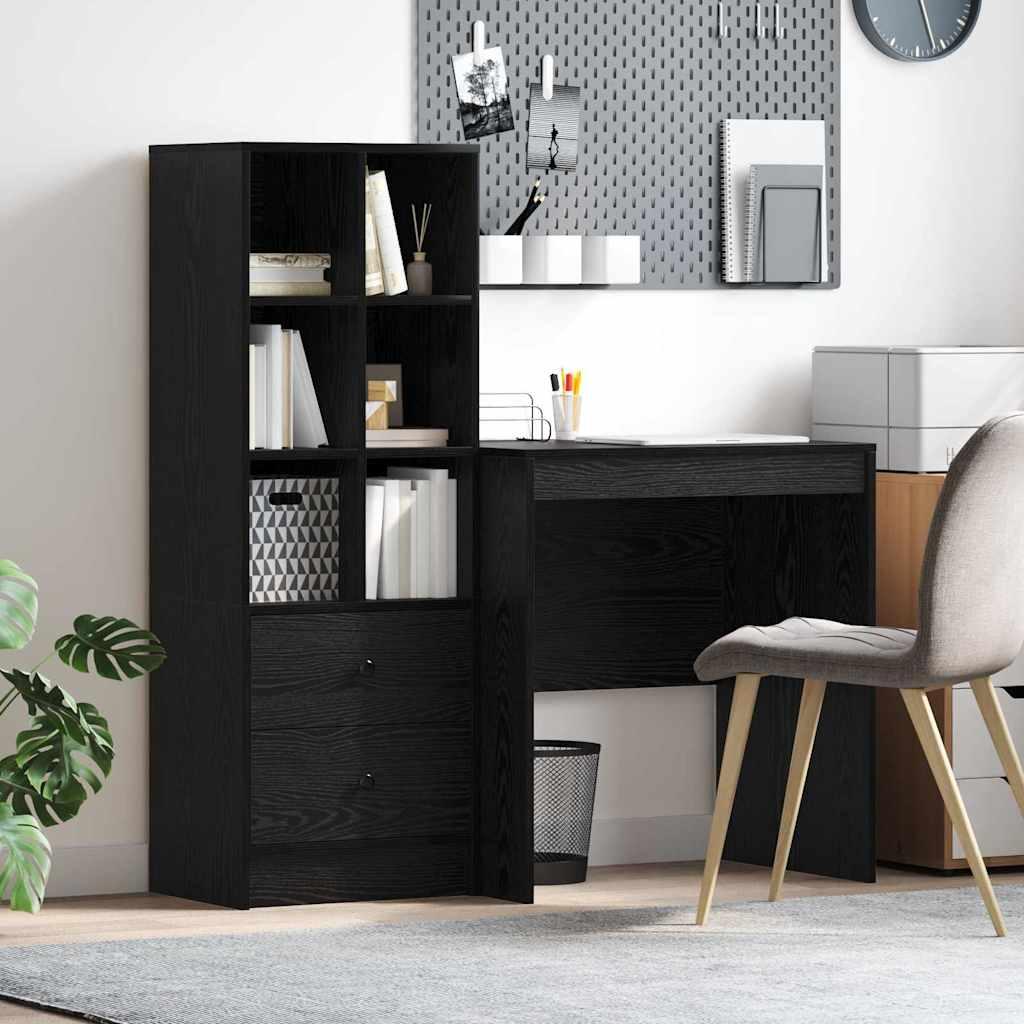 Skrivebord med opbevaring 2 stk Sort eg 70 x 50 x 76 cm