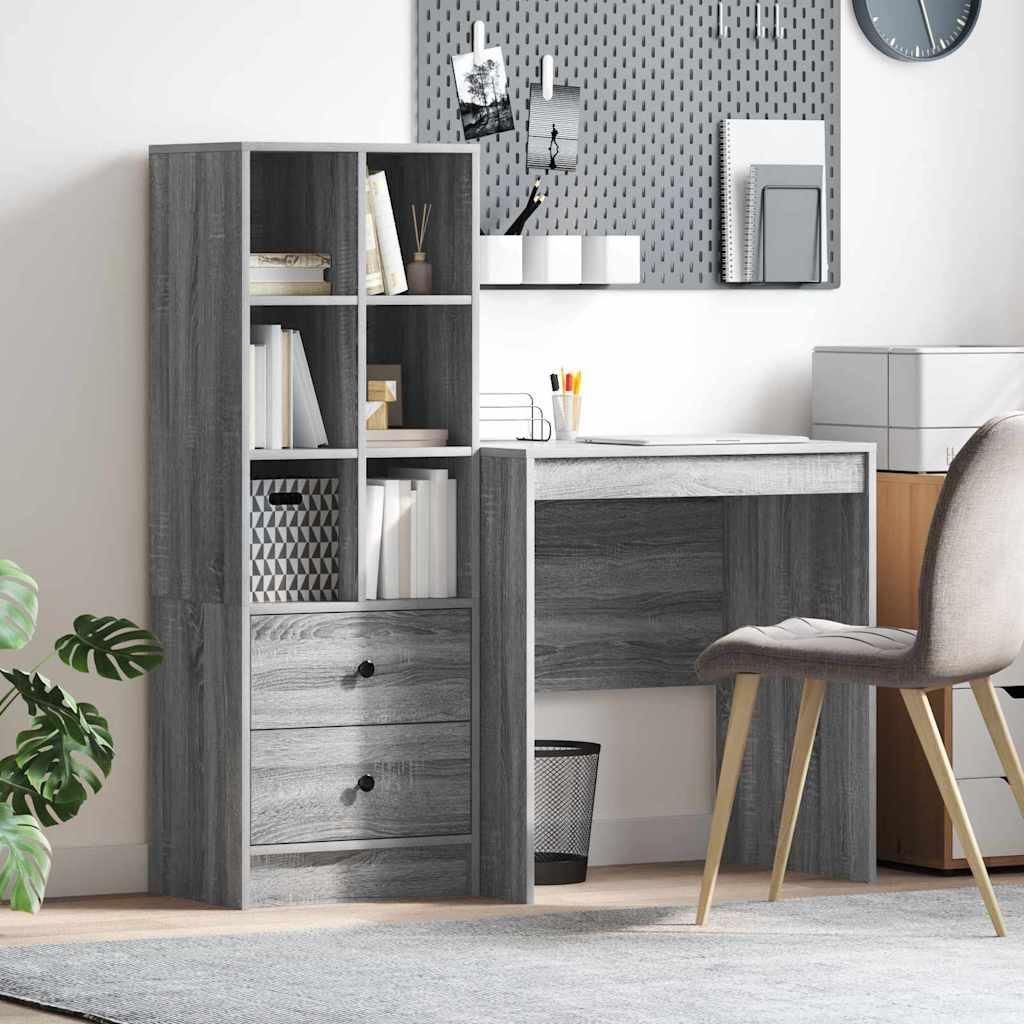 Skrivebord med opbevaring 2 stk Grå sonoma-eg 70 x 50 x 76 cm