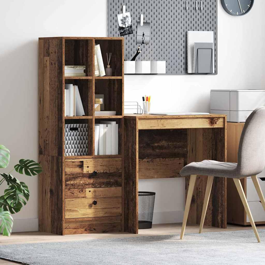Skrivebord med opbevaring 2 stk Gammelt træ 70 x 50 x 76 cm