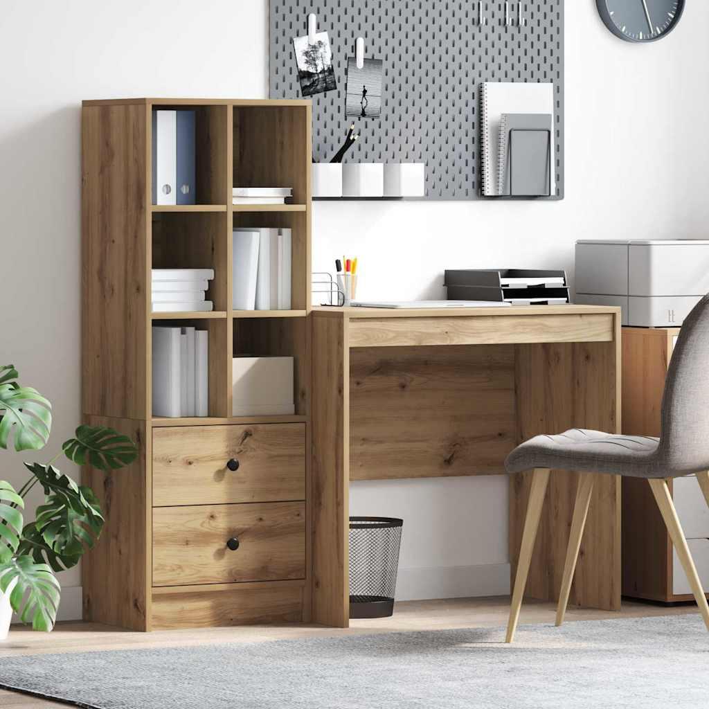 Skrivebord med opbevaring 2 stk artisan eg 80 x 50 x 76 cm