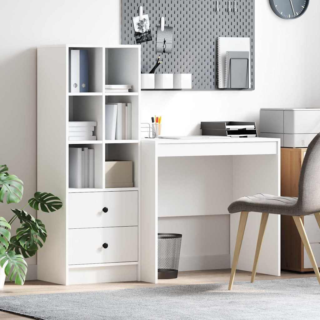 Skrivebord med opbevaring med skuffe 2 stk Hvid 90 x 50 x 76 cm