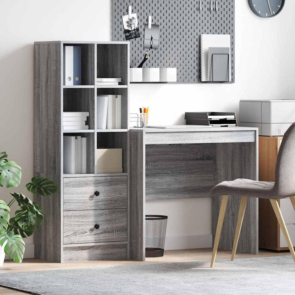 Skrivebord med opbevaring 2 stk Grå sonoma-eg 90 x 50 x 76 cm