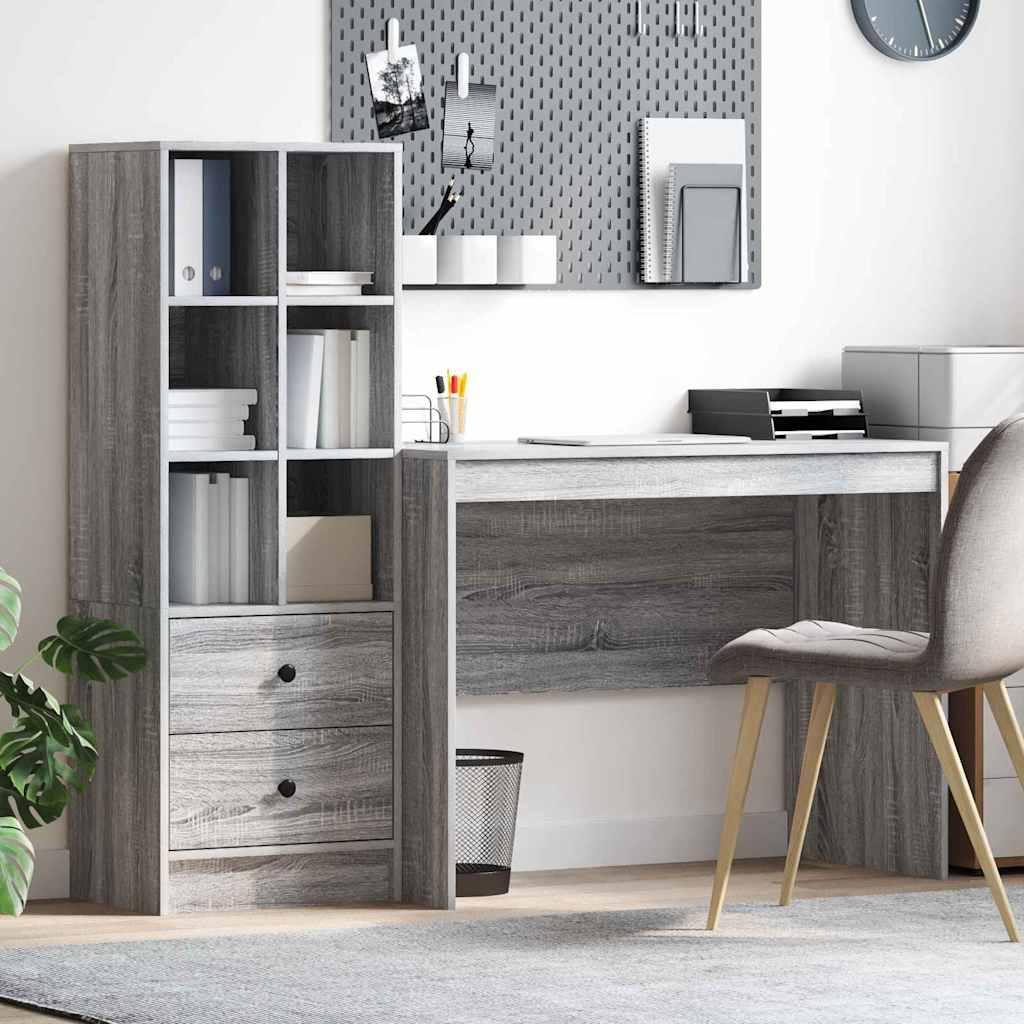 Skrivebord med opbevaring 2 stk Grå sonoma-eg 100 x 50 x 76 cm