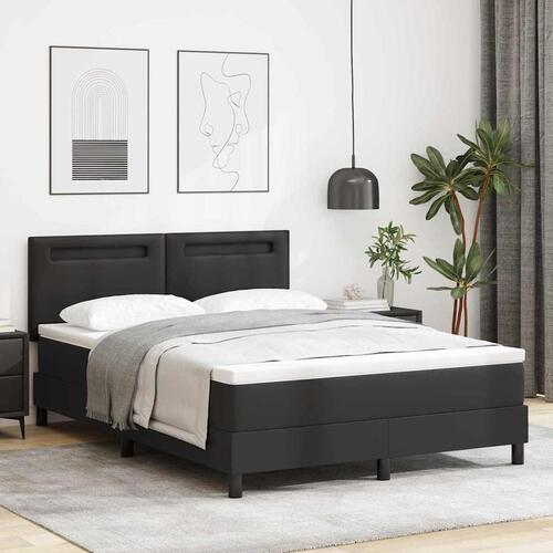 Box Spring Seng med Madras i Sort, 160 x 200 cm, Kunstlæder