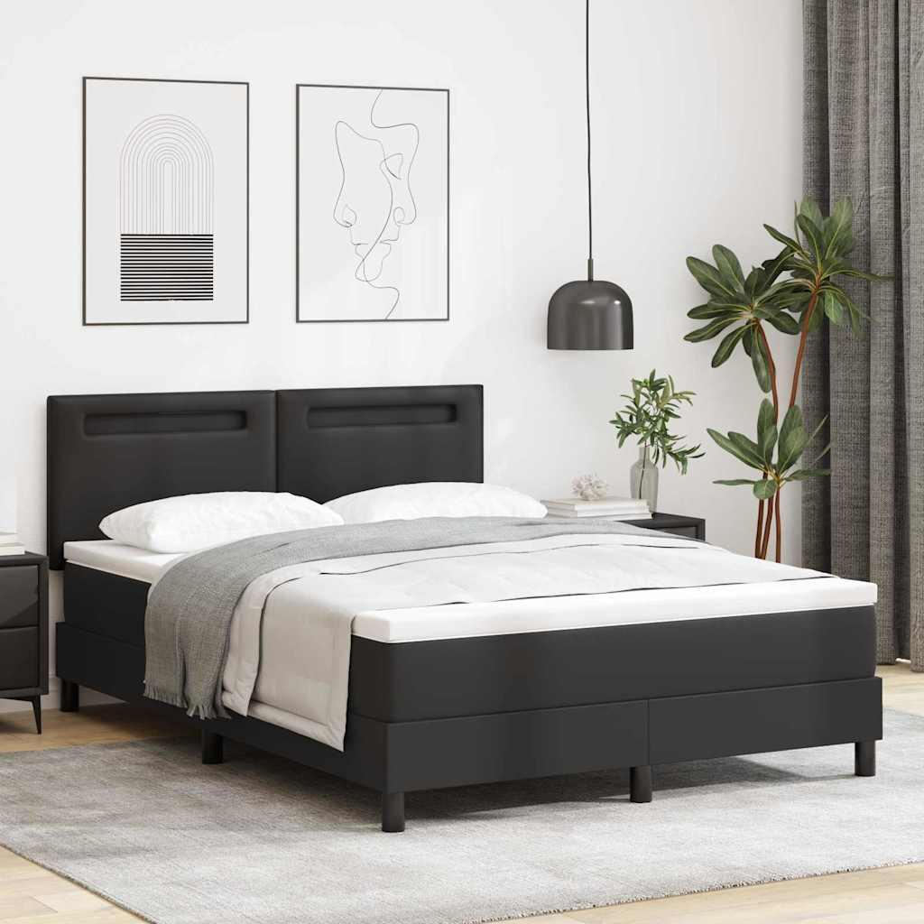 Box Spring Seng med Madras i Sort, 160 x 200 cm, Kunstlæder