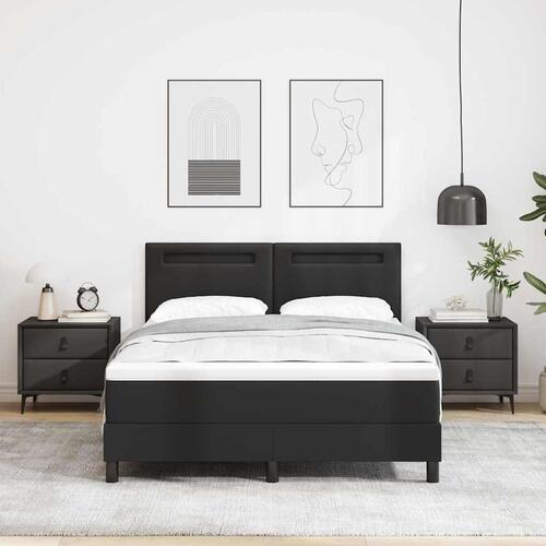 Box Spring Seng med Madras i Sort, 160 x 200 cm, Kunstlæder