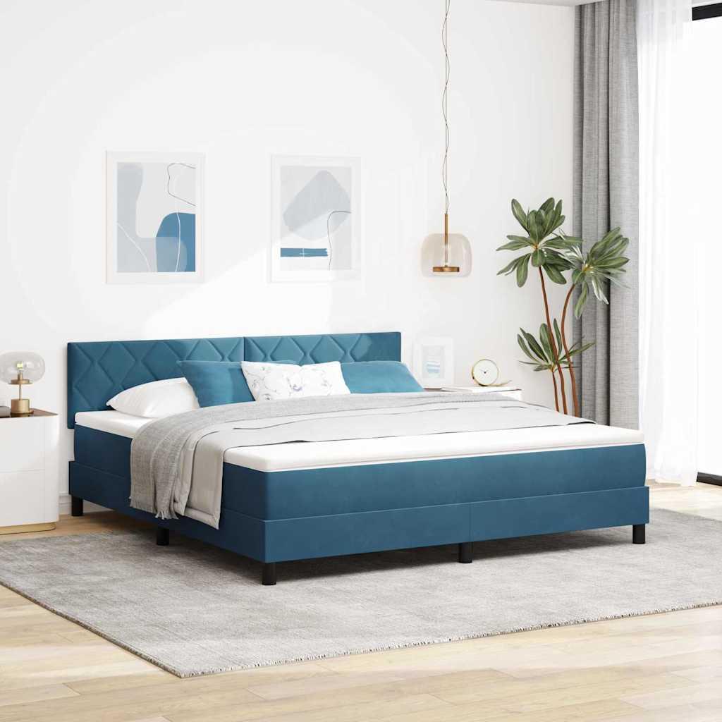 Kontinentalseng med madras Mørk blå 180 x 200 cm Fløjl