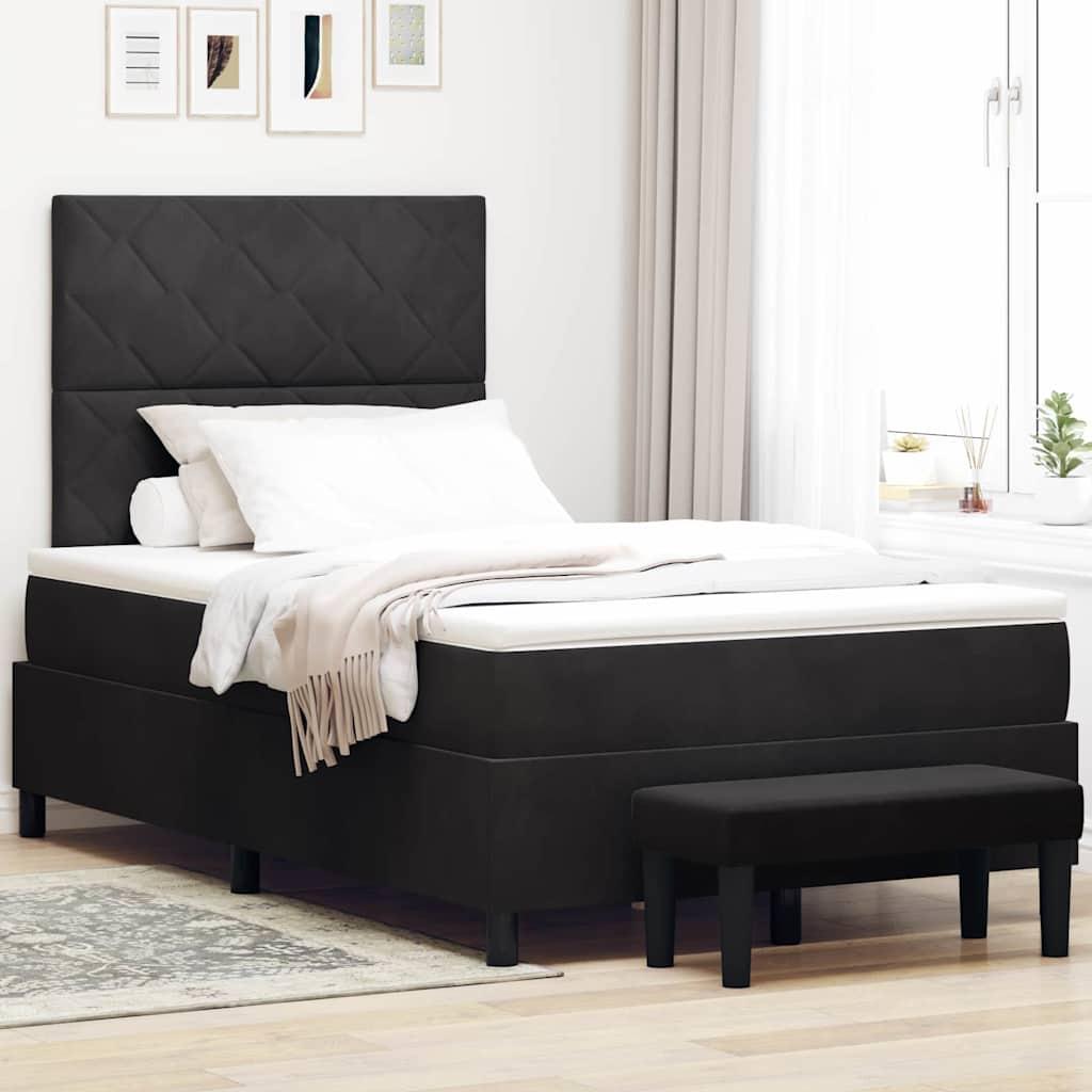 Box Spring Seng Med Madras Sort 120 X 190 Cm Fløjl