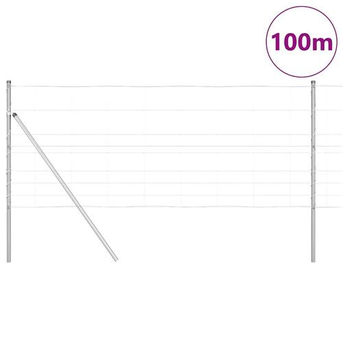 Hejg 1x100 m Galvaniseret Stål&& Hegnspæle 13 stk Ø32 mm 150 cm Galvaniseret Stål