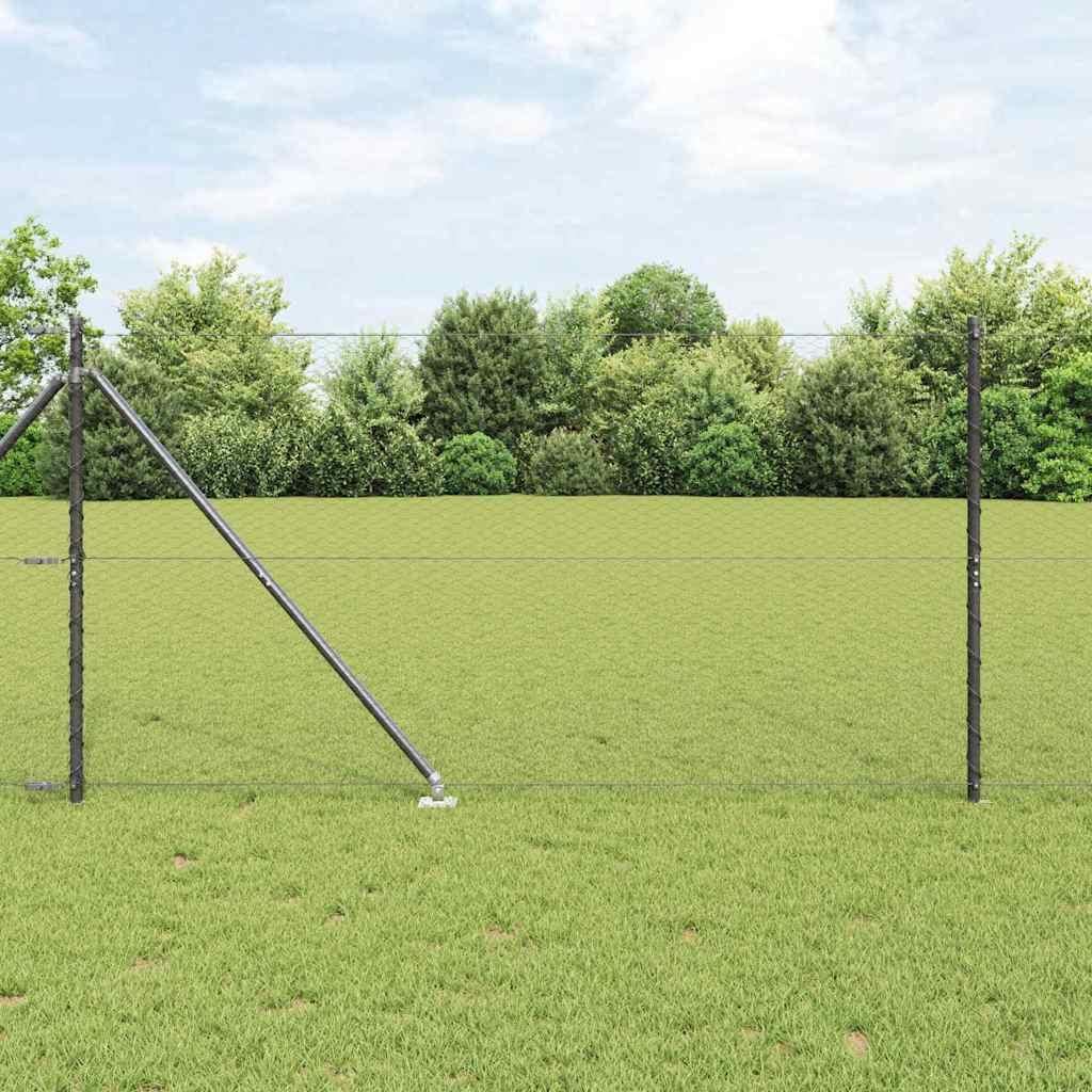 Svejset trådhegn med spidser 25 × 1,2 m - PVC-belagt stål, grå