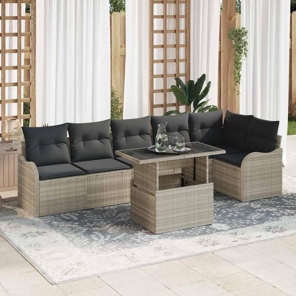 Havesofa SÃ¦t 7 stk LysegrÃ¥ 100 x 55 x 73 cm Poly rattan