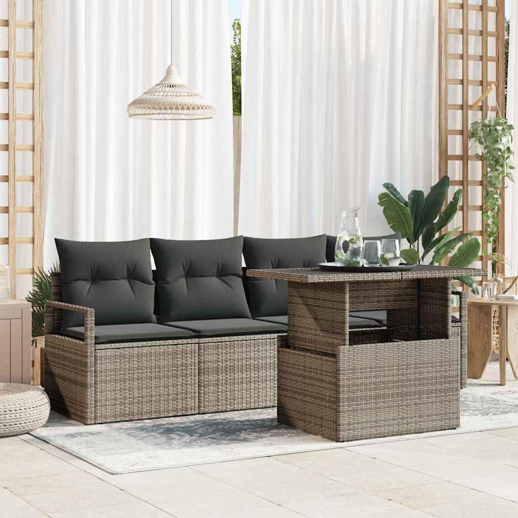 Havesofa SÃ¦t med opbevaring 5 stk GrÃ¥ Poly rattan