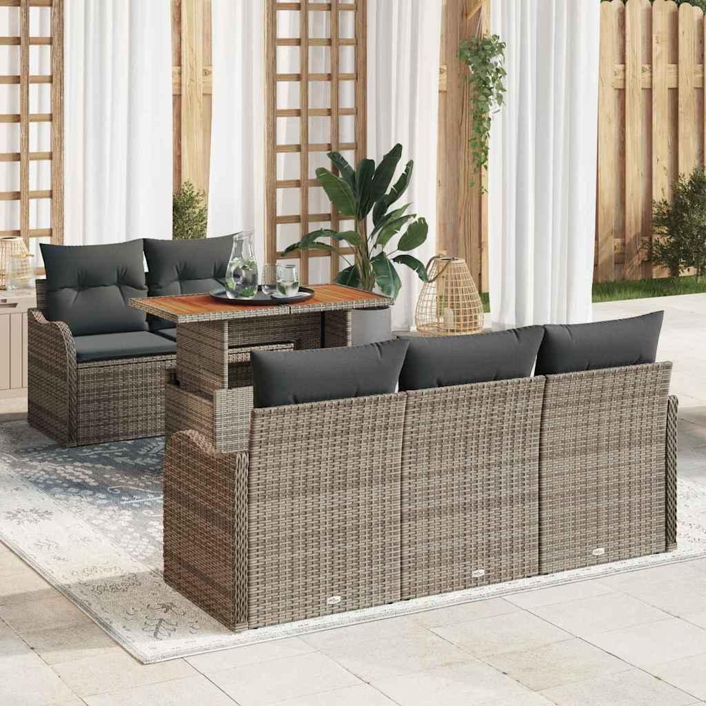 Havesofa SÃ¦t med opbevaring 6 stk GrÃ¥ Poly rattan