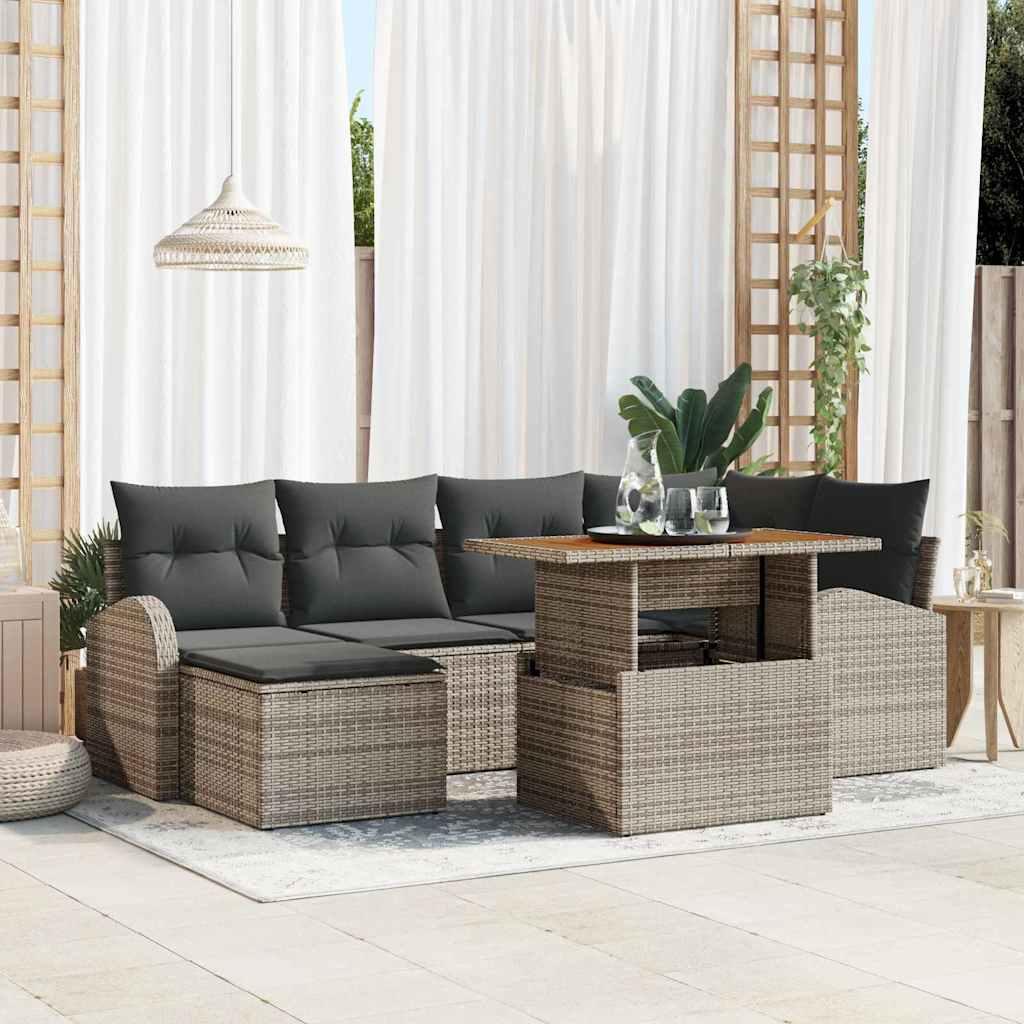 Havesofa SÃ¦t med opbevaring 7 stk GrÃ¥ Poly rattan