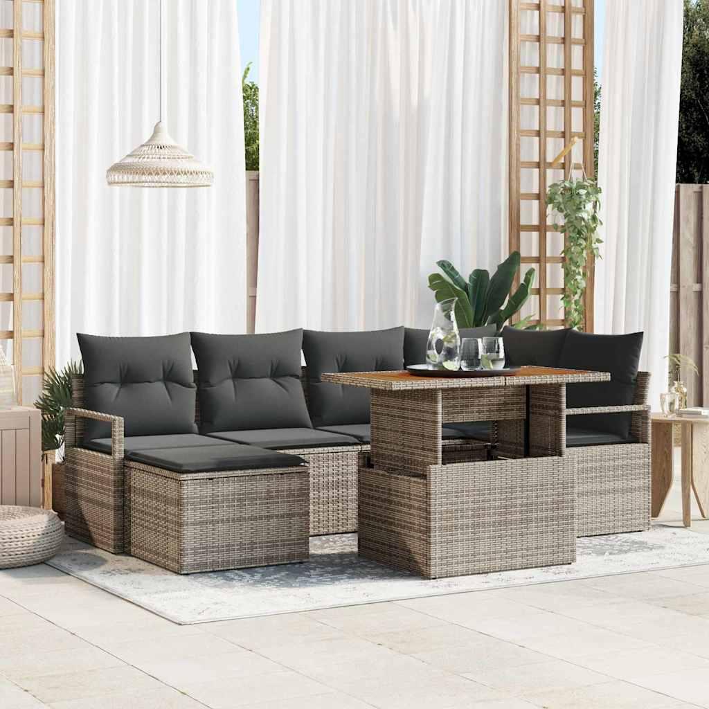Havesofa SÃ¦t med opbevaring 7 stk GrÃ¥ Poly rattan