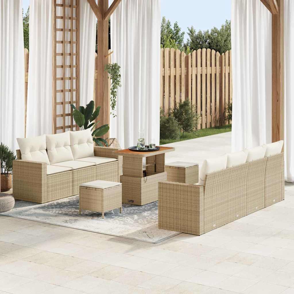 Havesofa sæt 10 stk i beige polyrattan