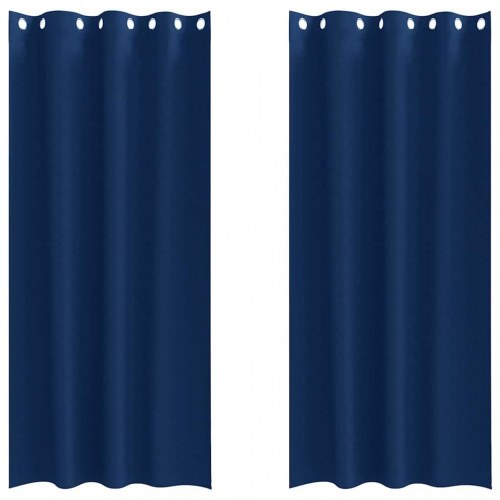Gardiner med gardiner 2 stk Mørkeblå 245 x 140 cm Polyester