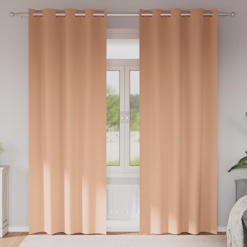 Gardiner med gardiner 2 stk Lysebrun 225 x 140 cm Polyester