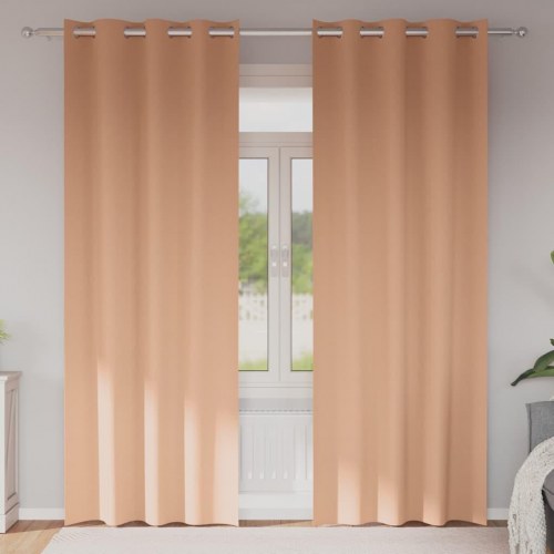 Gardiner med gardiner 2 stk Lysebrun 245 x 140 cm Polyester