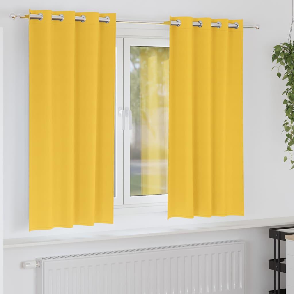 Gardiner med gardiner 2 stk sennepsgul 175 x 140 cm Polyester