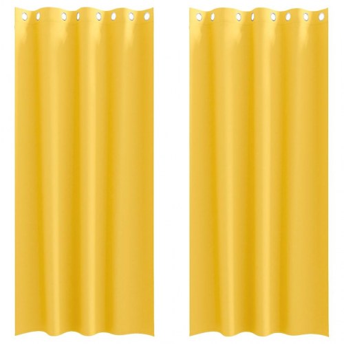 Gardiner med gardiner 2 stk sennepsgul 225 x 140 cm Polyester