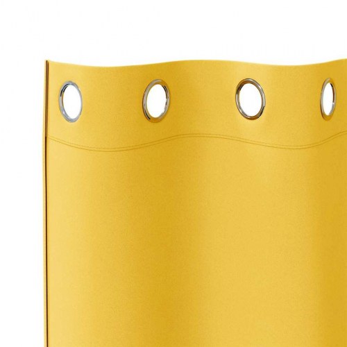 Gardiner med gardiner 2 stk sennepsgul 225 x 140 cm Polyester
